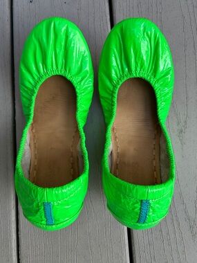 Tieks Neon Green Leather Ballet Flats